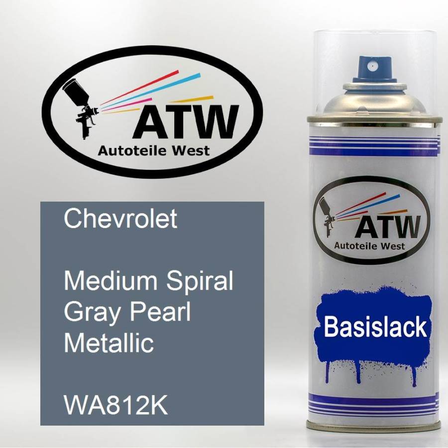 Chevrolet, Medium Spiral Gray Pearl Metallic, WA812K: 400ml Sprühdose, von ATW Autoteile West.